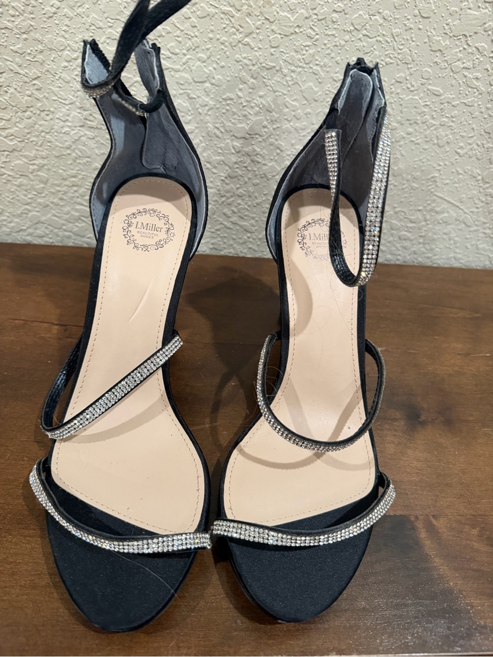 Black Rhinestone Strappy Heels